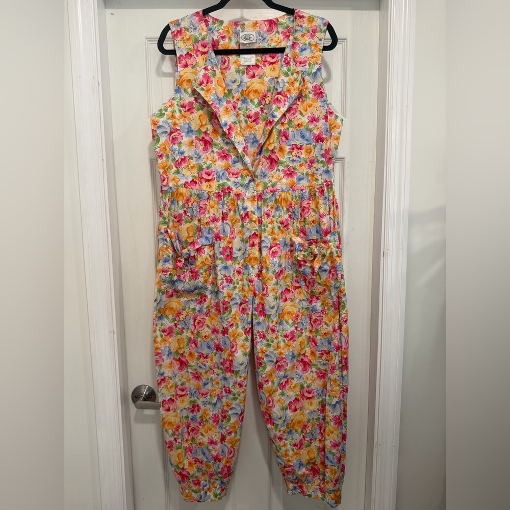 VTG NWOT 80’s-90’s Laura Ashley Floral Jumpsuit Romper Cottagecore Cotton XL